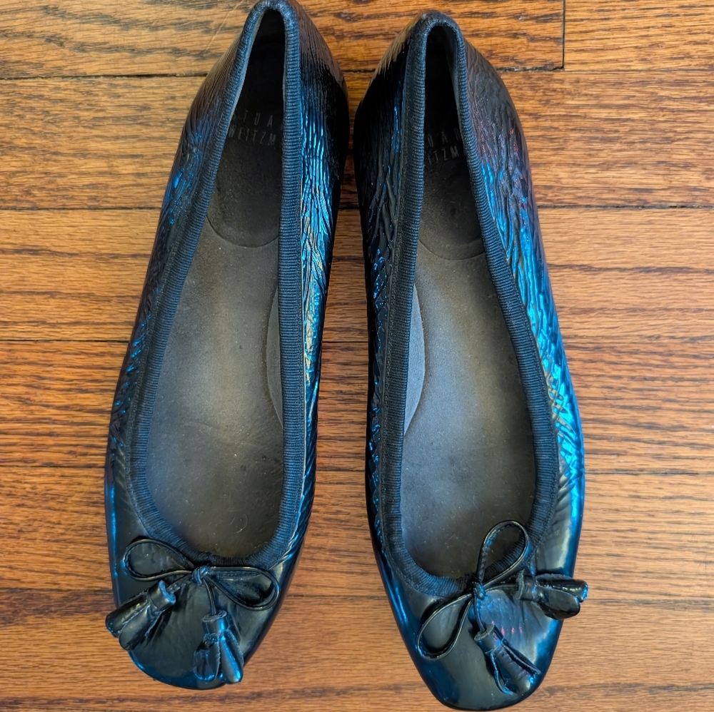 Stuart Weitzman Black Tassel Flats